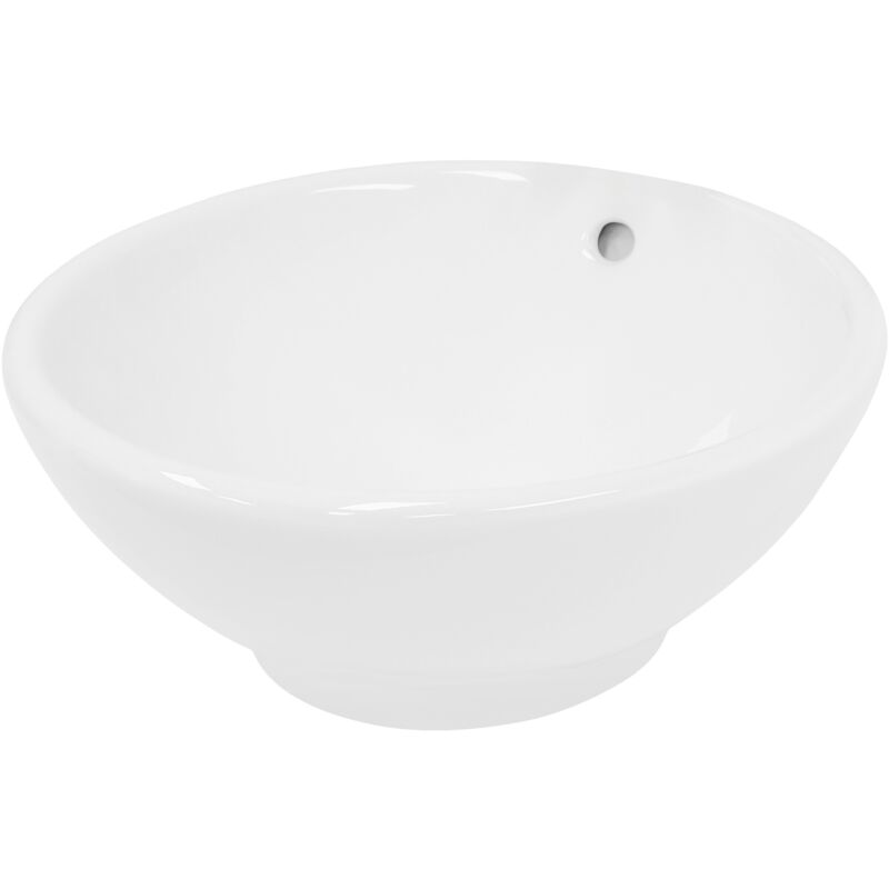foto del prodotto luxebath ecd germany lavabo da appoggio 420 x 420 x 170 mm ceramica rotondo finitura bianco lucido lavandino design moderno bacinella