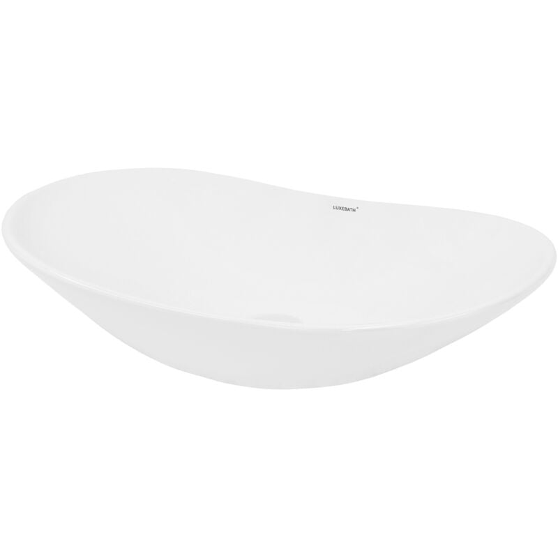 foto del prodotto luxebath ecd germany lavabo da appoggio 640 x 365 x 130 mm in ceramica finitura colore bianco lucido lavandino design moderno bacinella lavamani