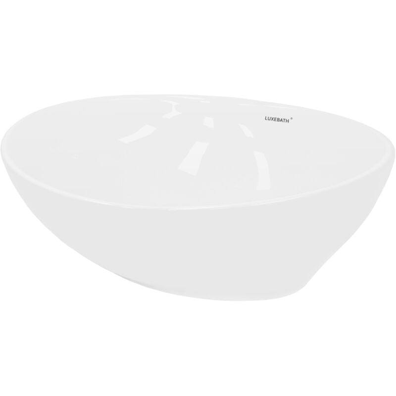 foto del prodotto luxebath ecd germany lavabo da appoggio in ceramica bianco lucido ovale ca. 410 x 330 x 142 mm design moderno lavandino lavello lavamano bacinella