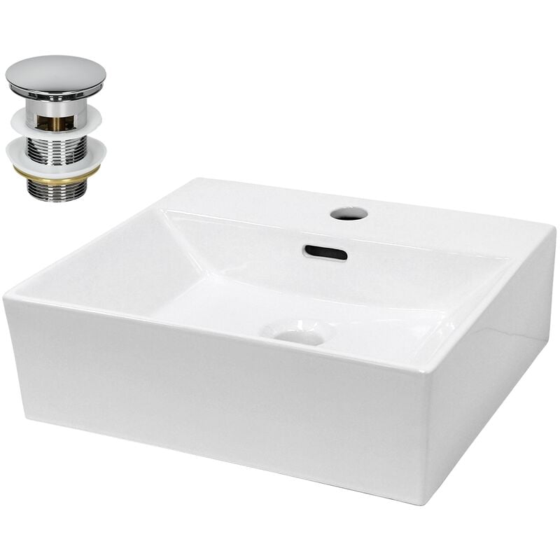 foto del prodotto luxebath ecd germany lavabo da appoggio in ceramica bianco rettangolare 415x360x130 mm design moderno lavabo moderno da appoggio ceramica lavandino