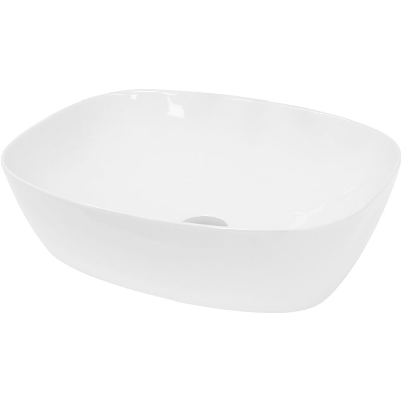 foto del prodotto luxebath ecd germany lavabo da appoggio lavandino lavello bagno 505 x 385 x 135 mm in ceramica ovale finitura bianco lucido lavamano