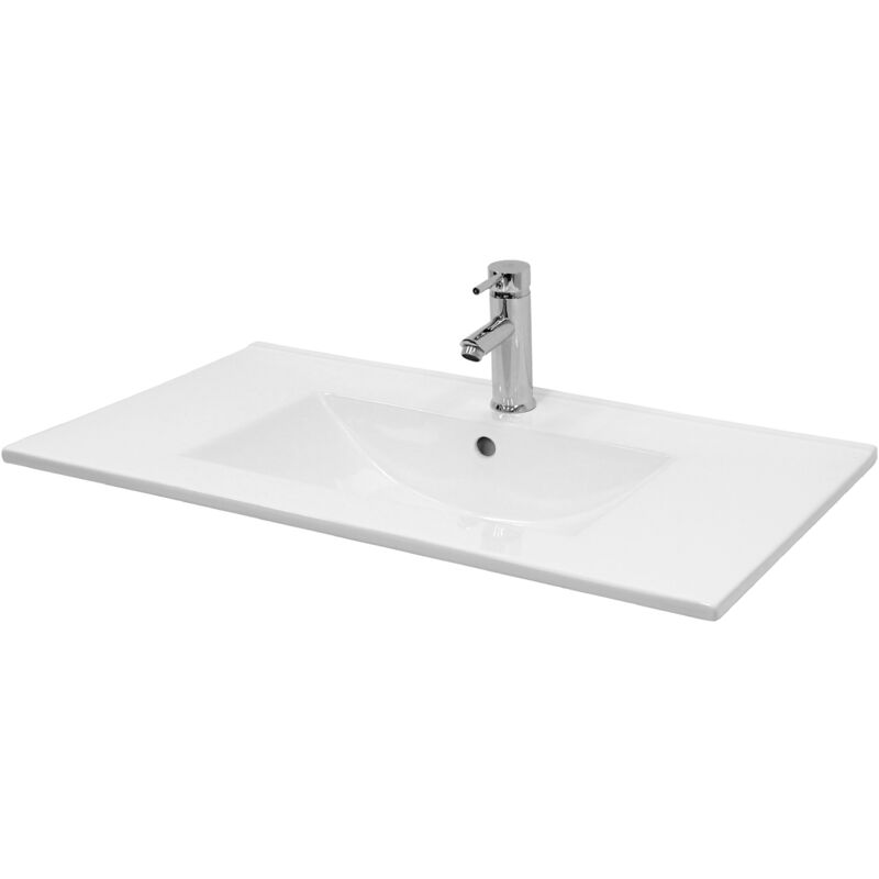 foto del prodotto luxebath ecd germany lavabo di appoggio design moderno 710x465x175 mm in ceramica rettangolare finitura bianco lucido lavandino ad incasso lavello