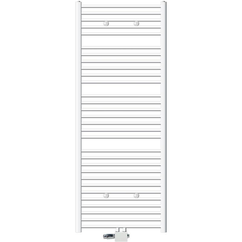 foto del prodotto luxebath ecd germany radiatore da bagno 750 x 1800 mm bianco diritto termosifone in acciaio attacco centrale scaldasalviette con termostato e set