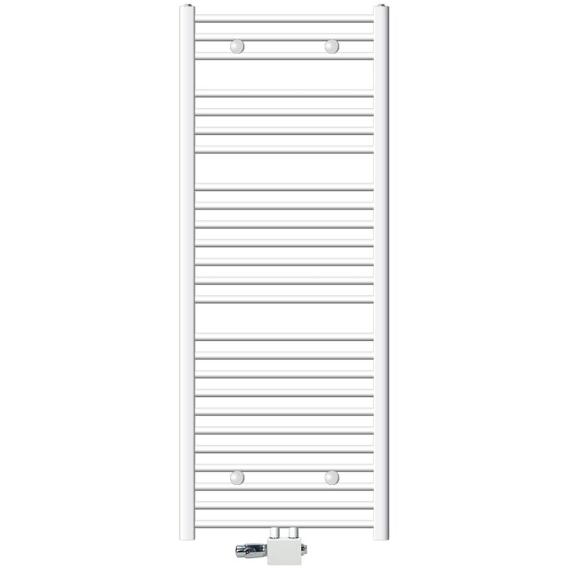 foto del prodotto luxebath ecd germany radiatore da bagno con attacco centrale 600 x 1500 mm bianco curvo con termostato e set di collegamento universale radiatore