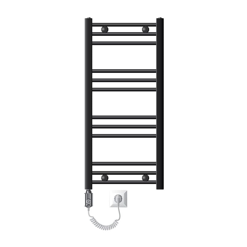 foto del prodotto luxebath ecd germany radiatore da bagno elettrico 400 x 800 mm antracite curvo con attacco laterale incl. asta riscaldante cromata 600w radiatore