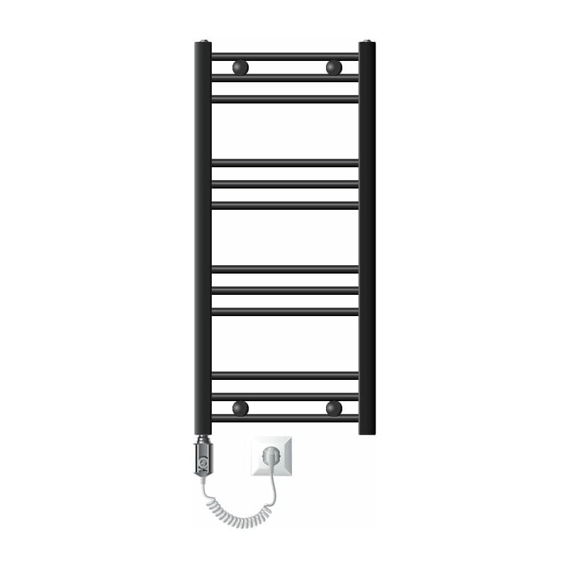 foto del prodotto luxebath ecd germany radiatore da bagno elettrico 400 x 800 mm antracite dritto con attacco laterale incl. asta riscaldante cromata 600w radiatore