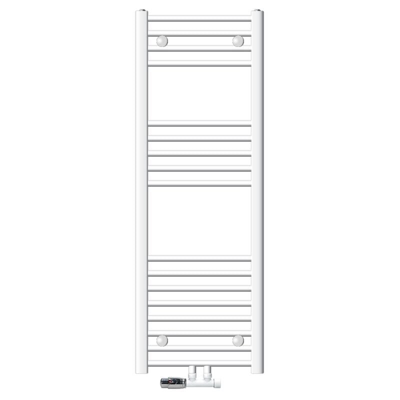 foto del prodotto luxebath ecd germany radiatore da bagno radiatore scaldasalviette con attacco centrale 400 x 1200 mm bianco diritto con termostato e set di
