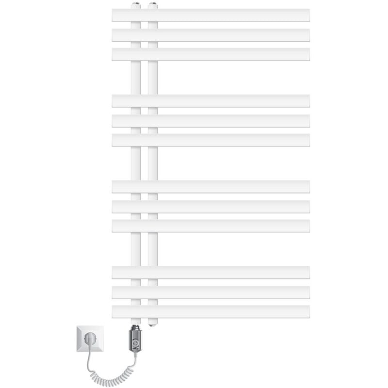 foto del prodotto luxebath ecd germany radiatore elettrico da bagno iron em 600x1000 mm bianco attacco laterale termosifone in acciaio elemento riscaldante 300w