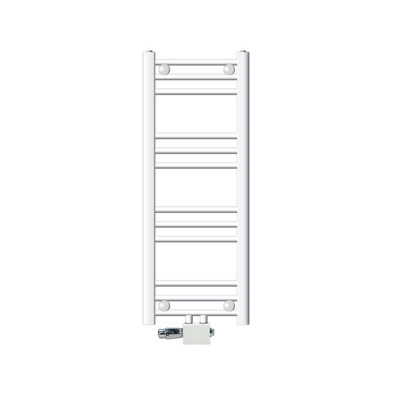 foto del prodotto luxebath ecd germany radiatore sahara 300 x 800 mm bianco con attacco centrale universale incl. termostato e set di collegamento a parete o