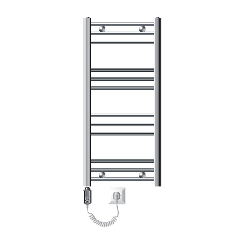foto del prodotto luxebath ecd germany radiatore scaldasalviette elettrico 300w termoarredo da bagno moderno in acciaio cromato 400 x 800 mm curvo con attacco