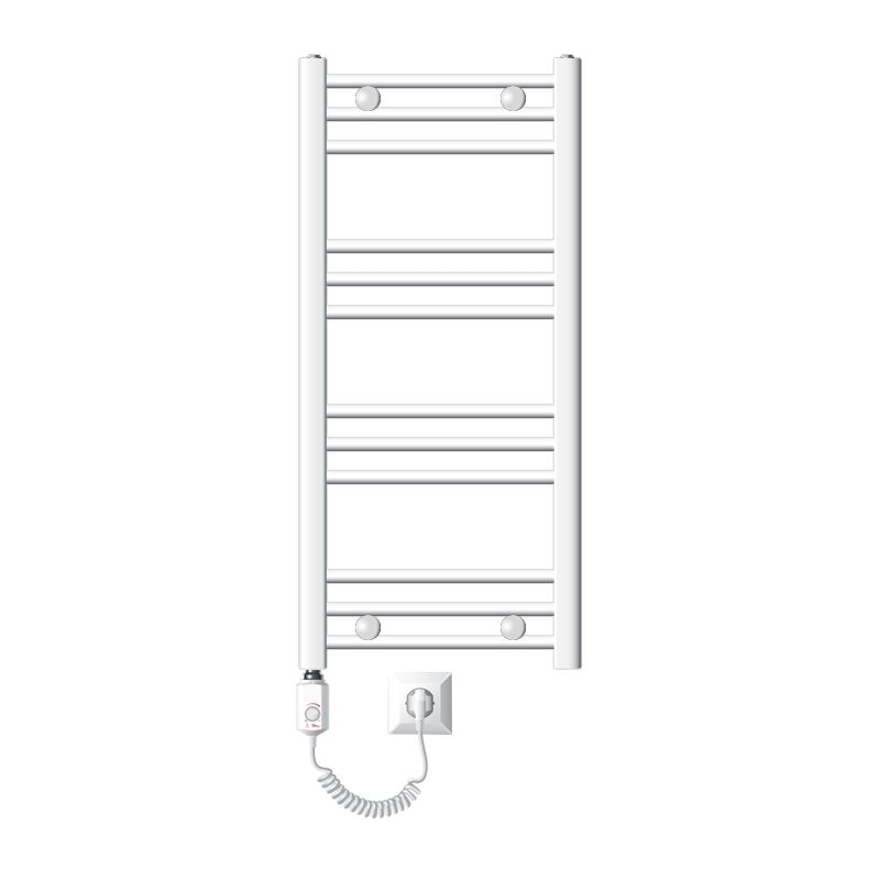 foto del prodotto luxebath ecd germany radiatore scaldasalviette elettrico 600w termoarredo da bagno moderno in acciaio bianco 400 x 800 mm curvo con attacco
