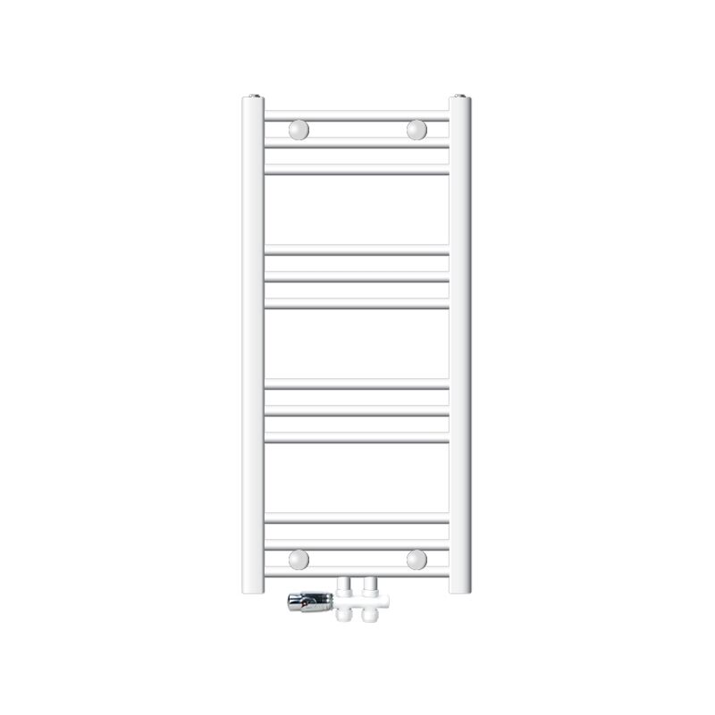 foto del prodotto luxebath ecd germany radiatore stella bianco 400 x 800 mm con termostato attacco centrale connessione a pavimento calorifero riscaldamento da bagno