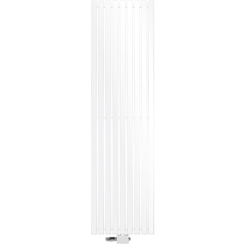 foto del prodotto luxebath ecd germany radiatore verticale stella calorifero con termostato 480 x 1800 mm in acciaio bianco con attacco centrale e set di raccordo