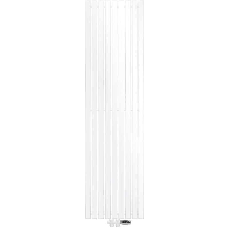 foto del prodotto luxebath ecd germany radiatore verticale stella calorifero con termostato 480 x 1800 mm in acciaio bianco con attacco centrale e set di raccordo