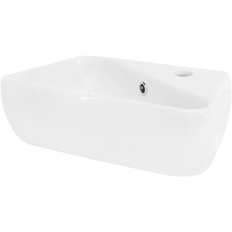 foto del prodotto luxebath ml design lavabo ad angolo d appoggio in ceramica bianco 450 x 270 x 130 mm lavandino angolare a parete con troppopieno foro per rubinetto