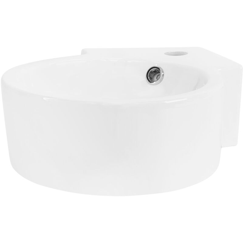foto del prodotto luxebath ml design lavabo ad angolo d appoggio in ceramica bianco rotondo 45 x 36 x 13 cm lavandino angolare a parete con troppopieno foro per