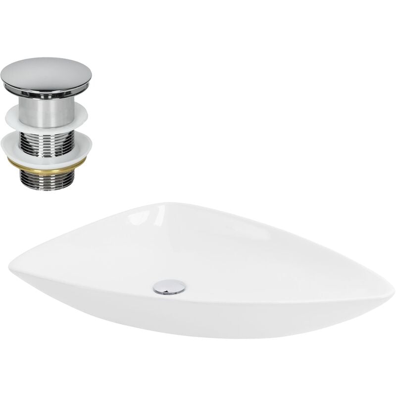 foto del prodotto luxebath ml design lavabo d appoggio in ceramica bianco lucido triangolare 690 x 460 x 130 mm lavandino design moderno minimalista lavello
