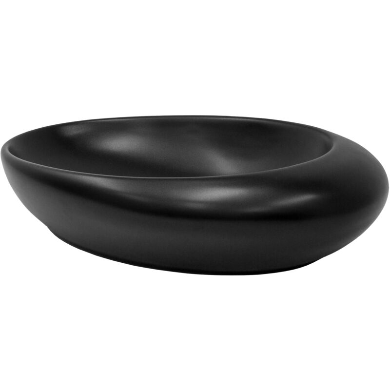 foto del prodotto luxebath ml design lavabo d appoggio in ceramica nero finitura opaca 585 x 375 x 145 mm lavandino ovale moderno senza troppopieno con foro di