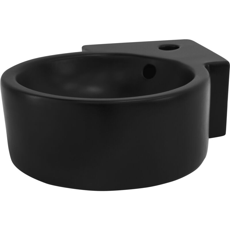 foto del prodotto luxebath ml design lavabo da appoggio in ceramica 45 x 36 x 13 cm nero opaco lavandino con troppopieno montaggio a parete lavello ad angolo per