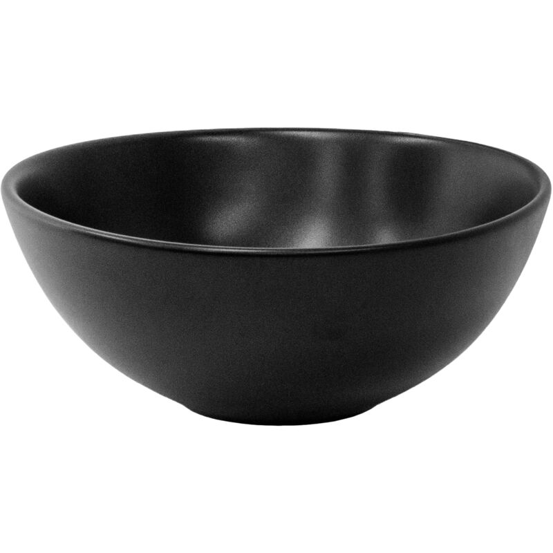 foto del prodotto luxebath ml design lavabo da appoggio in ceramica nera finitura opaca 280 x 150 mm lavandino rotondo design moderno lavamani con foro di scarico