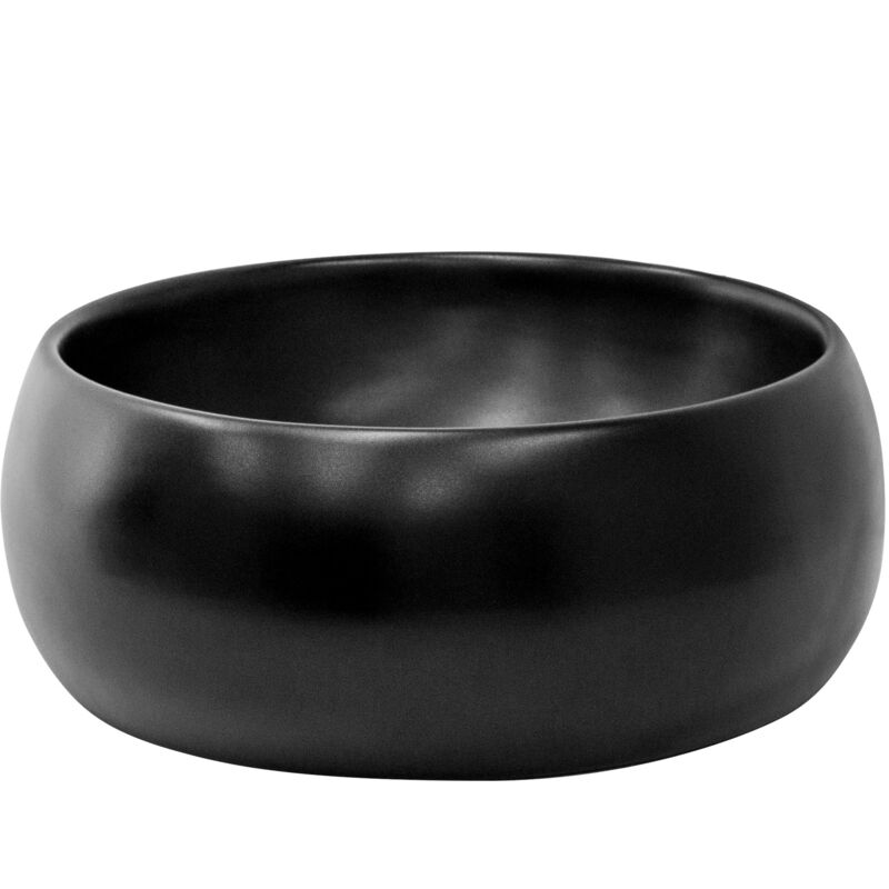 foto del prodotto luxebath ml design lavabo da appoggio in ceramica nero finitura opaca 400 x 155 mm lavandino rotondo design moderno lavamani con foro di scarico