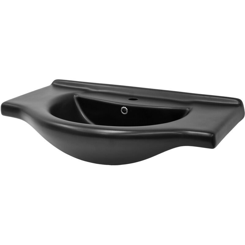 foto del prodotto luxebath ml design lavabo da incasso in ceramica nero opaco ovale 870 x 505 x 225 mm lavandino moderno lavamani con foro di scarico troppopieno