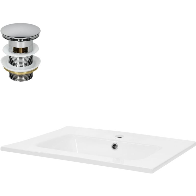 foto del prodotto luxebath ml design lavabo in ceramica bianca 61 x 16,5 x 46 cm lavandino da incasso rettangolare design moderno lavamani bacinella sanitari bagno