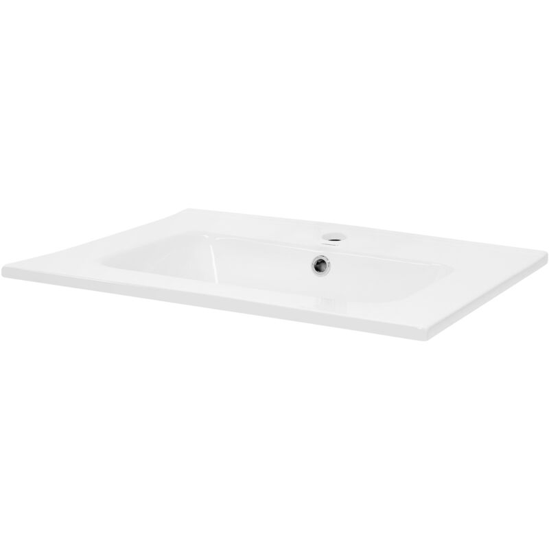 foto del prodotto luxebath ml design lavabo in ceramica bianca 61x16,5x46 cm lavandino da incasso rettangolare moderno bacinella lavamani per il bagno e toilette