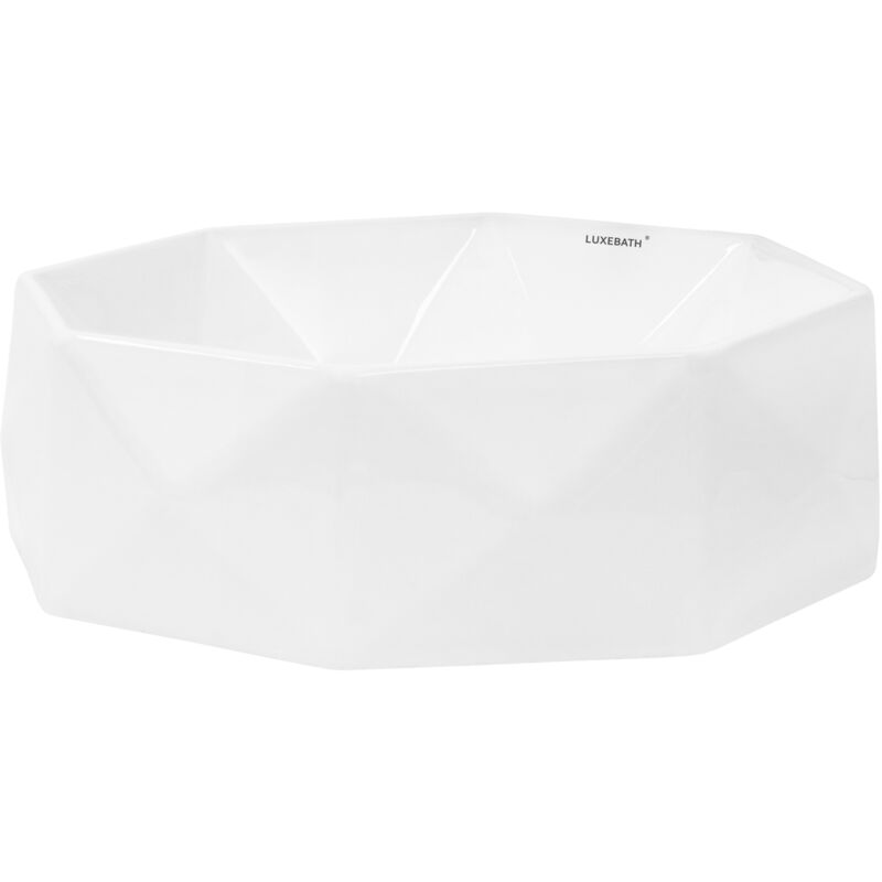 foto del prodotto luxebath ml design lavabo in ceramica bianca lucida 420x135 mm design a diamante lavandino da appoggio rotondo moderno bacinella lavamani per il