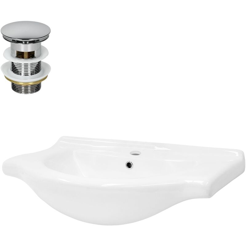 foto del prodotto luxebath ml design lavabo in ceramica bianca lucida 77 x 21,5 x 51,5 cm lavandino da incasso moderno bacinella lavamani per bagno lavello con set