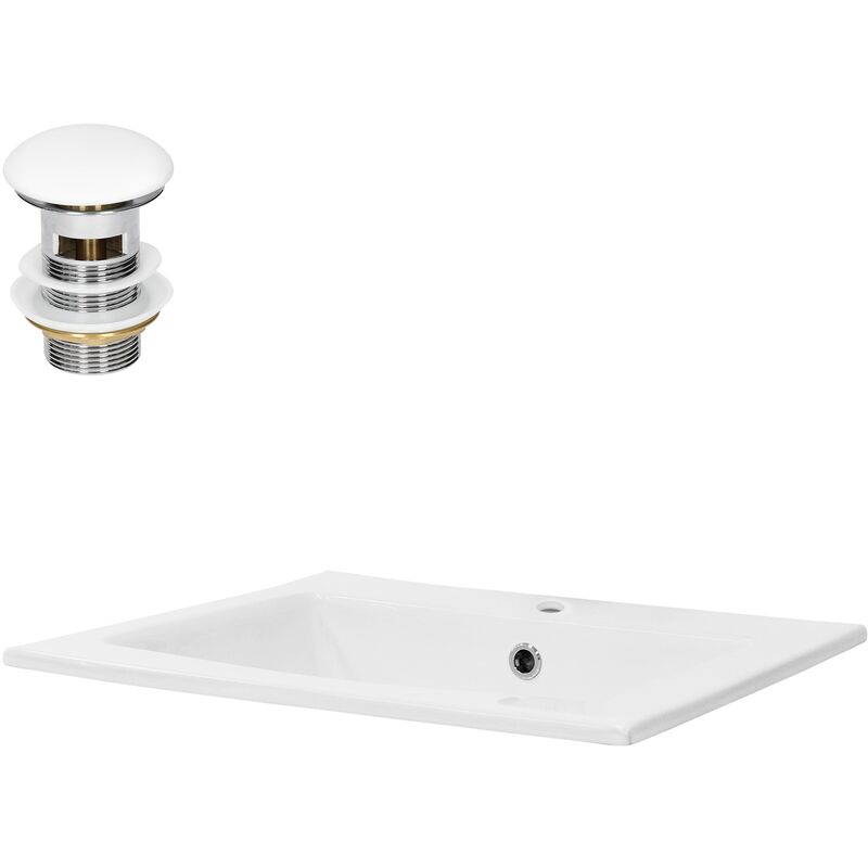 foto del prodotto luxebath ml design lavabo in ceramica bianco 52 x 21 x 45 cm lavandino da incasso rettangolare design moderno lavamani bacinella sanitari arredo