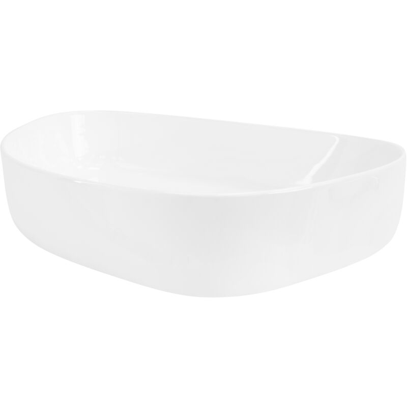 foto del prodotto luxebath ml design lavabo in ceramica bianco lucido 55 x 42 x 14 cm ovale lavandino da appoggio lavello design moderno elegante sanitari per bagno