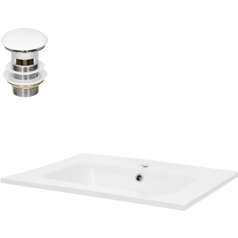 foto del prodotto luxebath ml design lavabo in ceramica bianco lucido 61 x 16,5 x 46 cm lavandino da incasso rettangolare design moderno lavamani bacinella sanitari