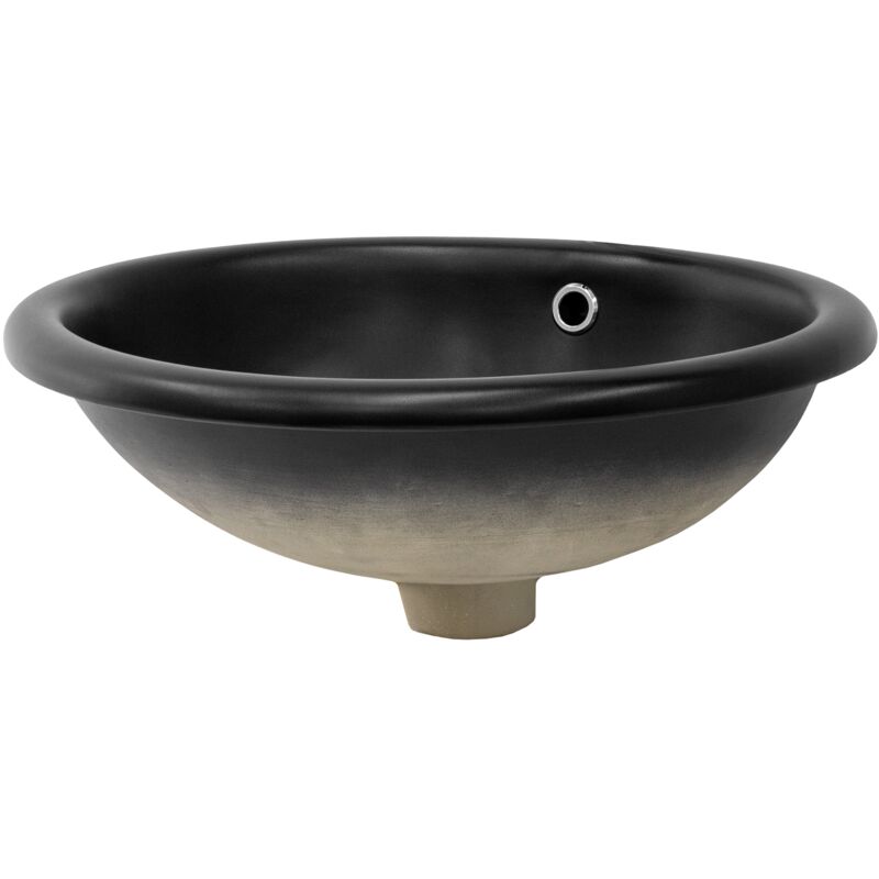 foto del prodotto luxebath ml design lavabo in ceramica da incasso design moderno ovale 490 x 405 x 195 mm finitura nero opaco lavandino con troppopieno lavello