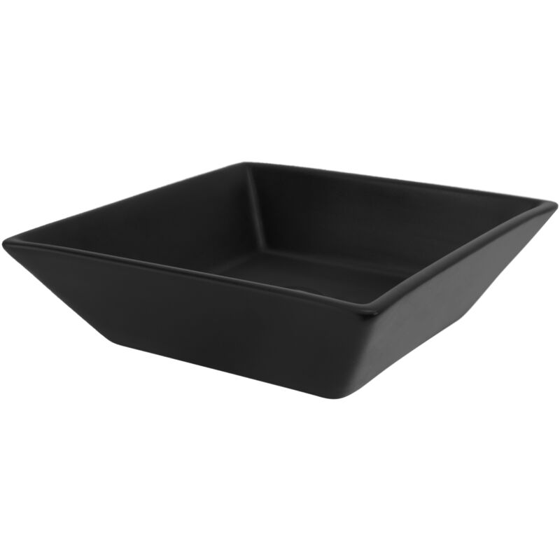 foto del prodotto luxebath ml design lavabo in ceramica nero lucido 41 x 12 cm quadrato lavandino da appoggio lavello design moderno elegante sanitari per bagno