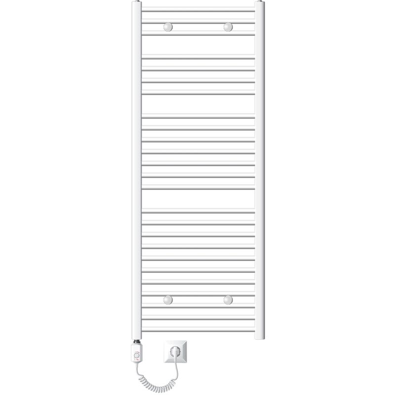 foto del prodotto luxebath radiatore elettrico da bagno sahara 600x1500 mm bianco attacco laterale curvo ed elemento riscaldante 1200w con termostato e display