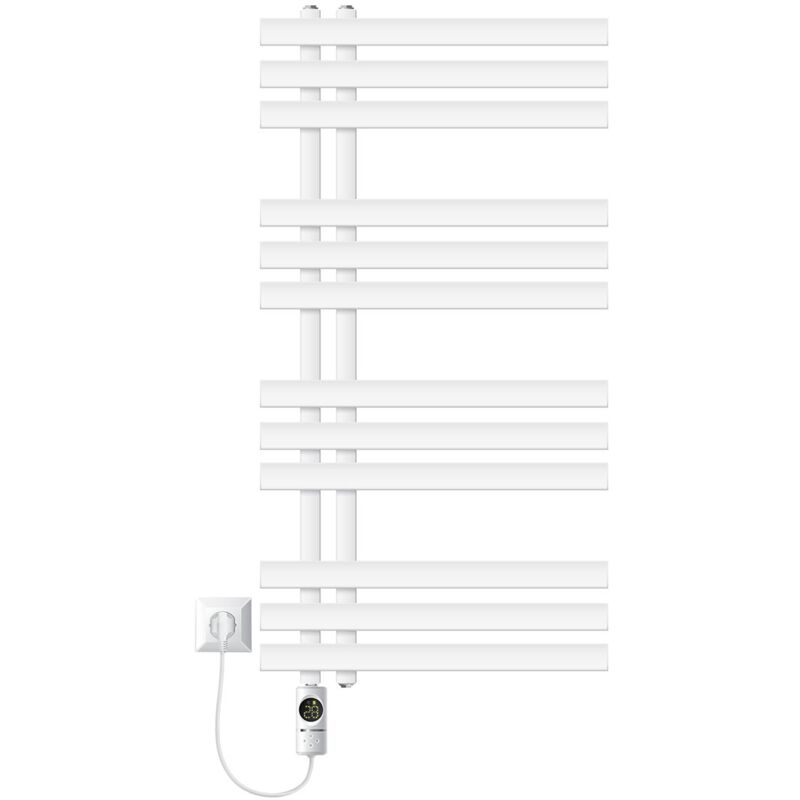 foto del prodotto luxebath radiatore elettrico iron em 500 x 1000 mm termosifone in acciaio bianco calorifero con elemento riscaldante 300 w con termostato e display