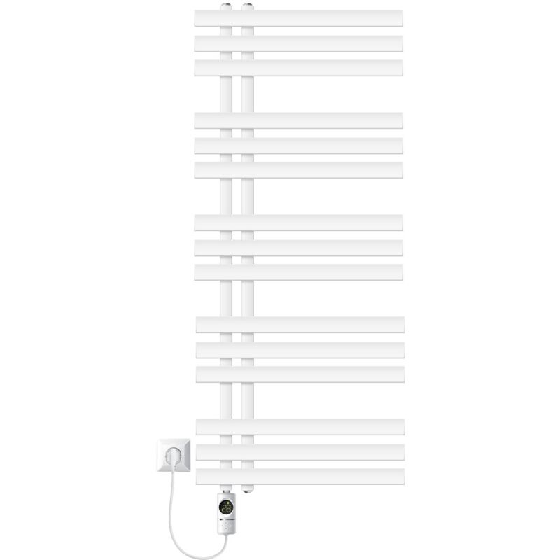 foto del prodotto luxebath radiatore elettrico iron em 500 x 1200 mm termosifone in acciaio bianco calorifero con elemento riscaldante 900w con termostato e display