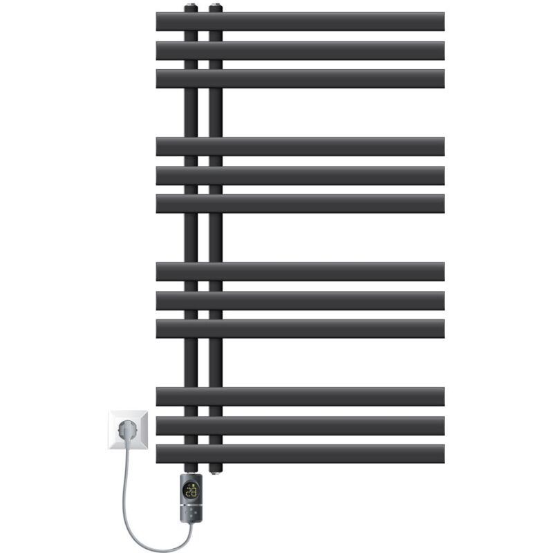 foto del prodotto luxebath radiatore elettrico iron em 600x1000 mm termosifone in acciaio antracite calorifero con elemento riscaldante 600 w con termostato e