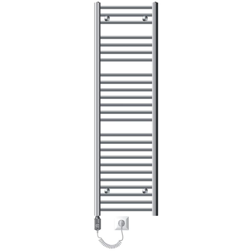 foto del prodotto luxebath radiatore elettrico sahara 40 x 150 cm acciaio cromato termosifone con elemento riscaldante 1200w display digitale calorifero moderno