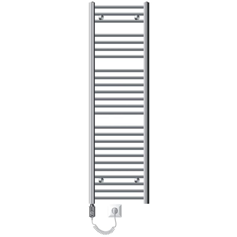 foto del prodotto luxebath radiatore elettrico sahara 40 x 150 cm acciaio cromato termosifone con elemento riscaldante 900w display digitale calorifero moderno