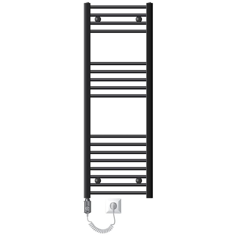 foto del prodotto luxebath radiatore elettrico sahara 400x1200 mm termosifone antracite dritto con elemento riscaldante digitale calorifero scaldasalviette