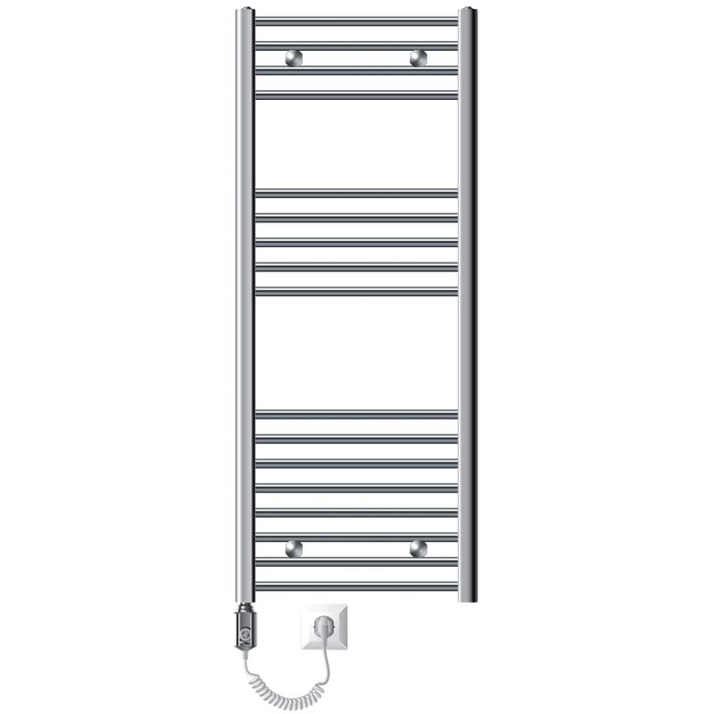 foto del prodotto luxebath radiatore elettrico sahara 500 x 1200 mm calorifero cromato curvo con elemento riscaldante 1200 w display digitale scaldasalviette