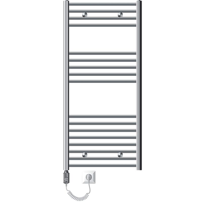 foto del prodotto luxebath radiatore elettrico sahara 60 x 120 cm acciaio cromato termosifone con elemento riscaldante 900w display digitale calorifero moderno