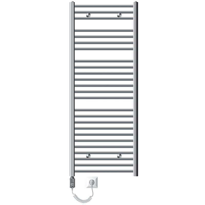 foto del prodotto luxebath radiatore elettrico sahara 600x1500 mm cromato raccordo laterale elemento riscaldante 1200w termostato digitale scaldasalviette calorifero