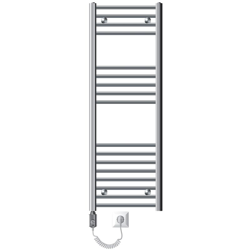 foto del prodotto luxebath radiatore elettrico sahara verticale 400 x 1200 mm cromato curvo raccordo laterale con elemento riscaldante 1200w termostato e display