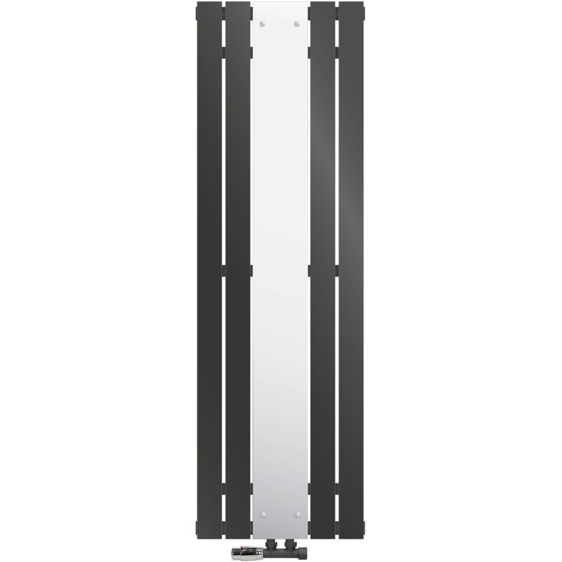 foto del prodotto luxebath radiatore piatto con specchio 1600x450 mm antracite termoarredo per bagno attacco centrale monostrato verticale a pannello set di attacchi