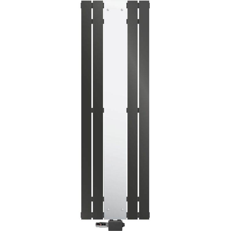 foto del prodotto luxebath radiatore piatto con specchio 1600x450 mm antracite termoarredo per bagno attacco centrale termosifone monostrato a pannello raccordo