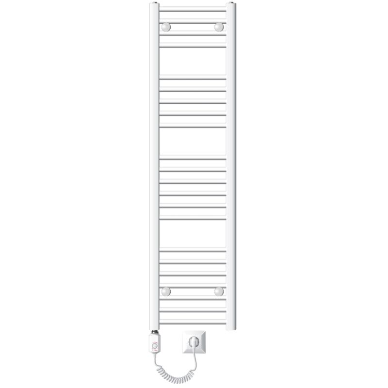 foto del prodotto luxebath scaldasalviette elettrico sahara 300x1400 mm bianco connessione laterale dritta e asta di riscaldamento 900w con termostato e display