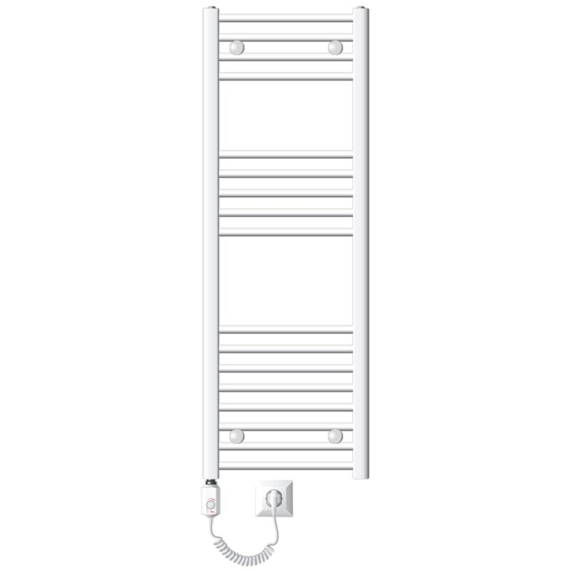 foto del prodotto luxebath scaldasalviette elettrico sahara 400x1200 mm bianco connessione laterale dritta e asta di riscaldamento 900w con termostato e display
